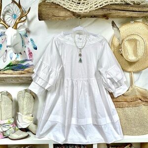 Trendy ruffled DOLL tunic/mini dress w shabby chic resort vacay vibe